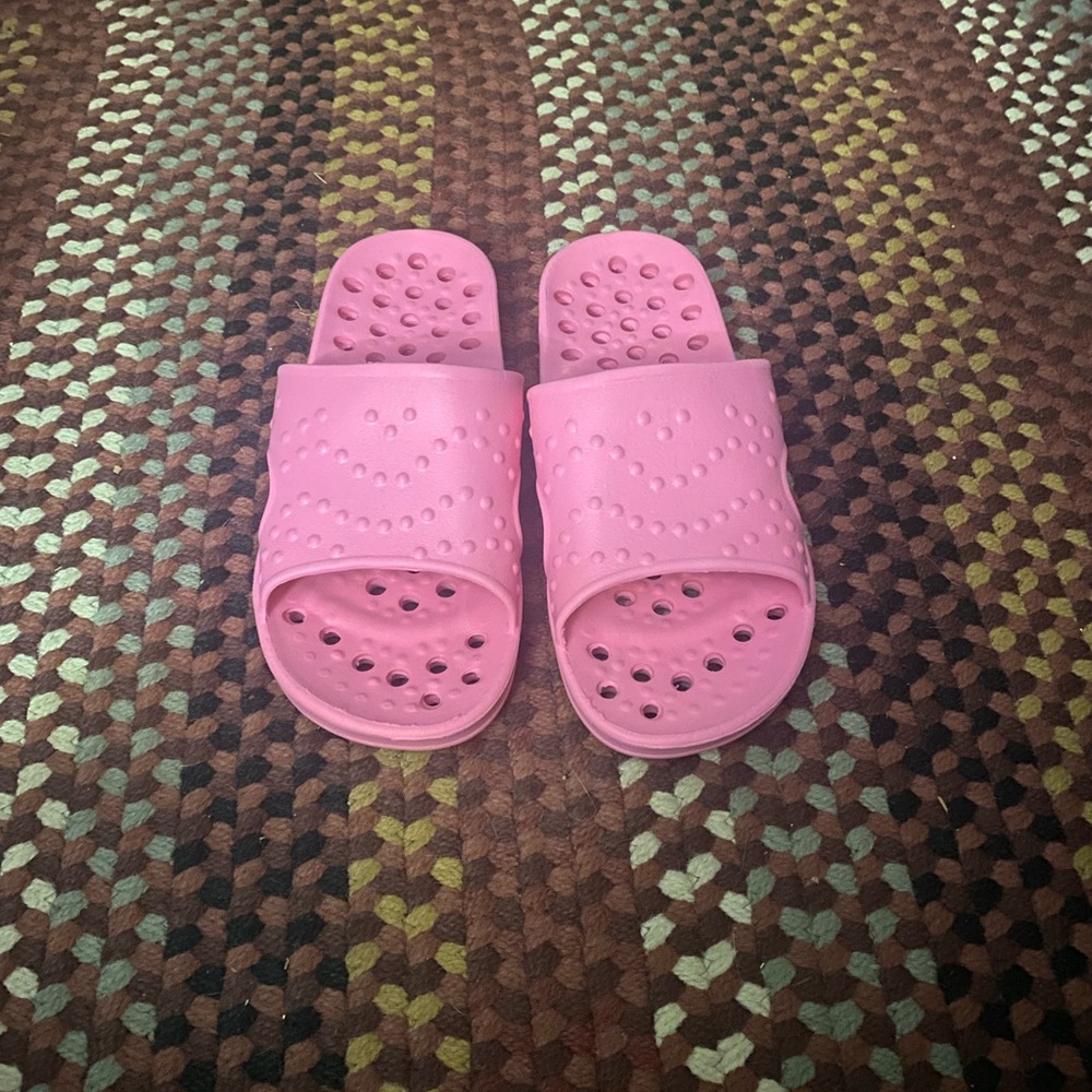Pink shower shoes